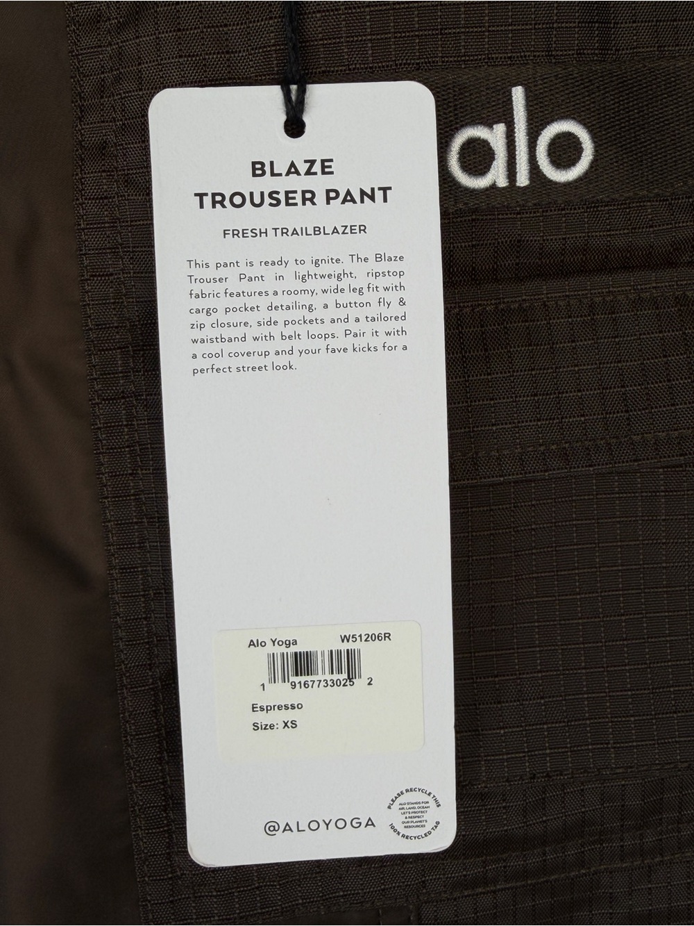 ALO YOGA Blaze espresso brown utility trouser cargo pants NEW, size XS - Picture 2 of 15